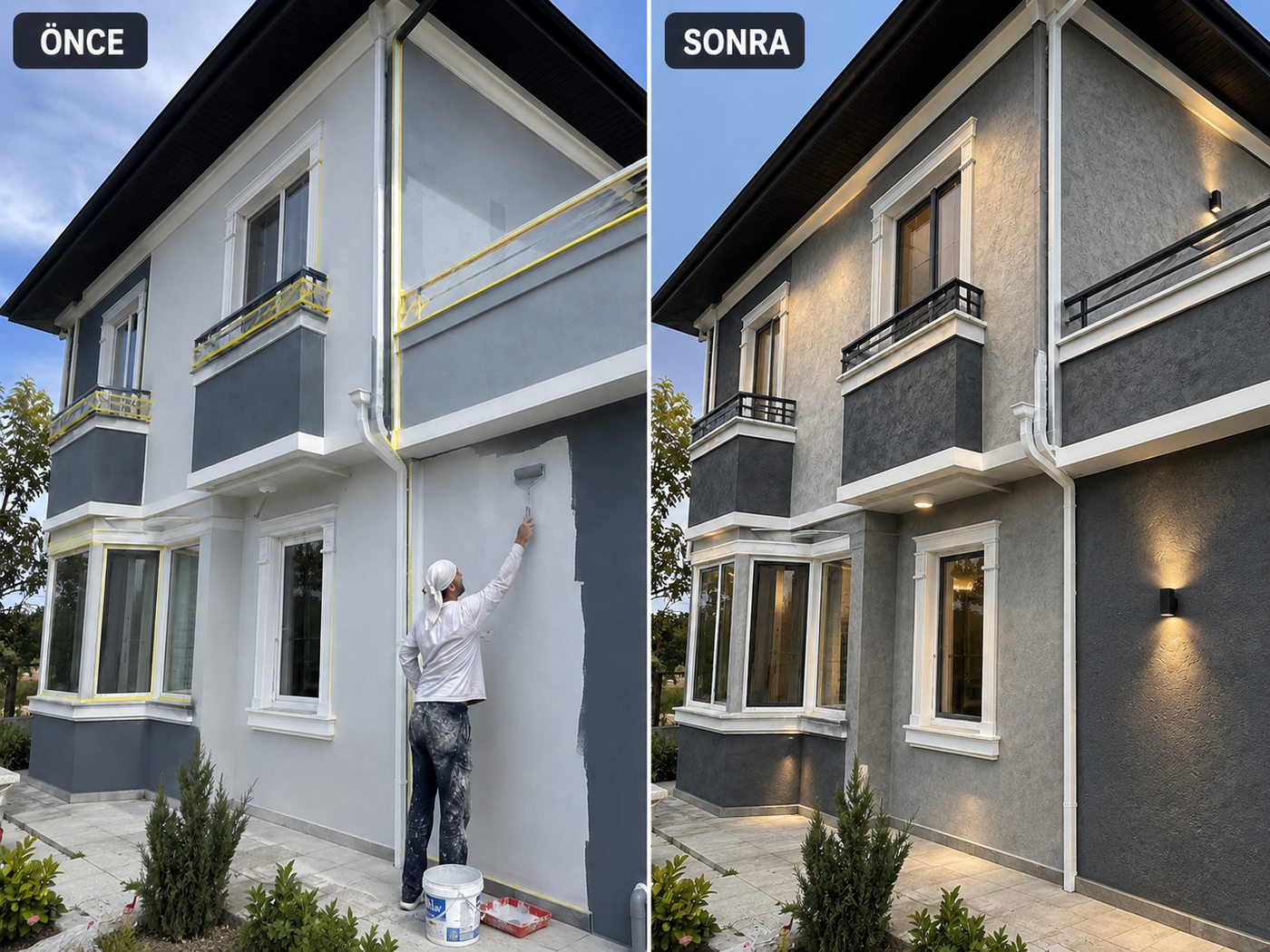 Seferihisar dış cephe boya öncesi ve sonrası