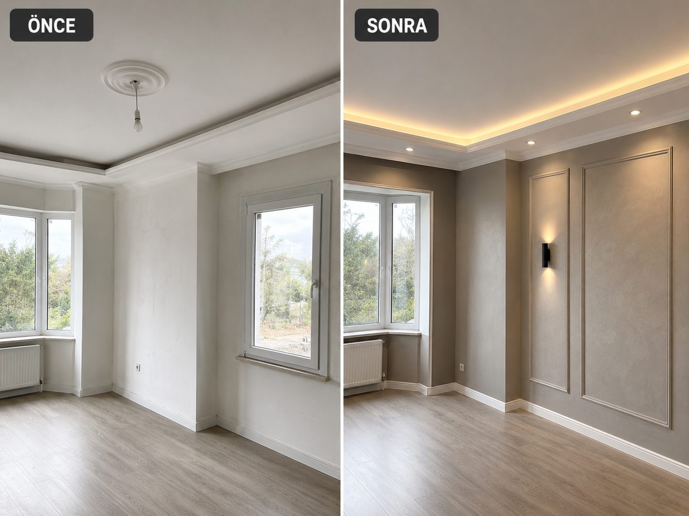 Seferihisar iç cephe boya öncesi ve sonrası